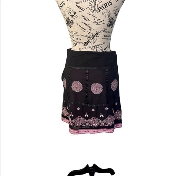 Vintage Handcrafted Black Embroidered Boho Hippie Festival Mini Skirt Apron 6 - Picture 6 of 10